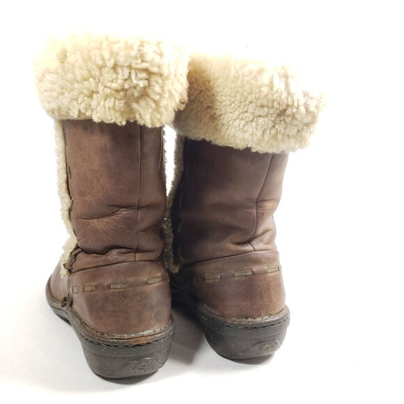 UGG Womens Shearling-Lined Leather Boots Size 9 Brown - Picture 5 of 9